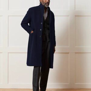 Brooklyn Tailors BKT75 Slim Fit Single Breasted Topcoat in Navy SZ M